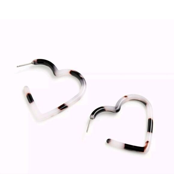 Jcrew heart black white earrings - Picture 1 of 3